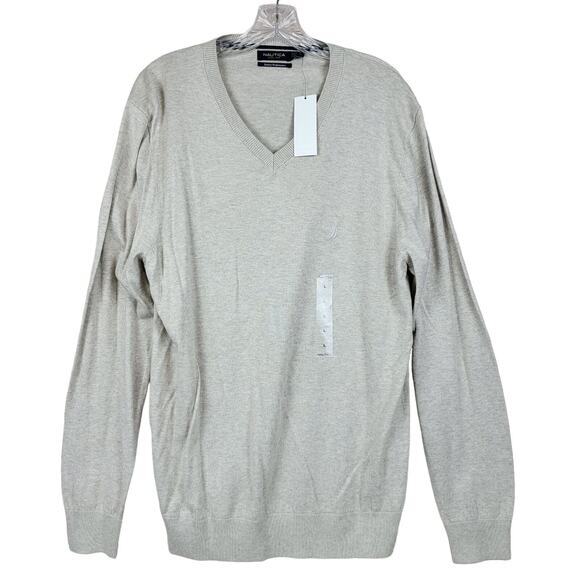 Nautica Luxury Performance Modal Cotton Blend Pullover Sweater Men L Gray - Picture 1 of 8